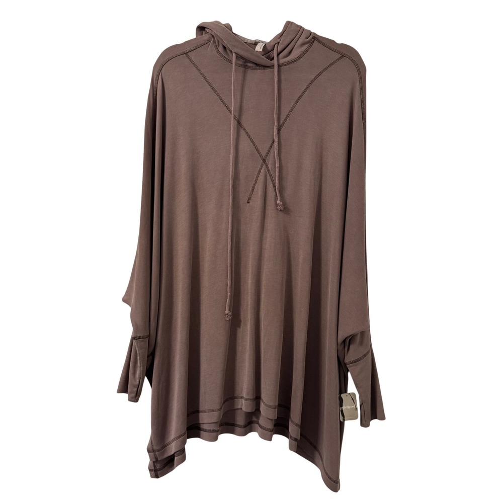 Free People Movement Swingin' It Pullover Hoodie XS Taupe Oversized Modal Yoga